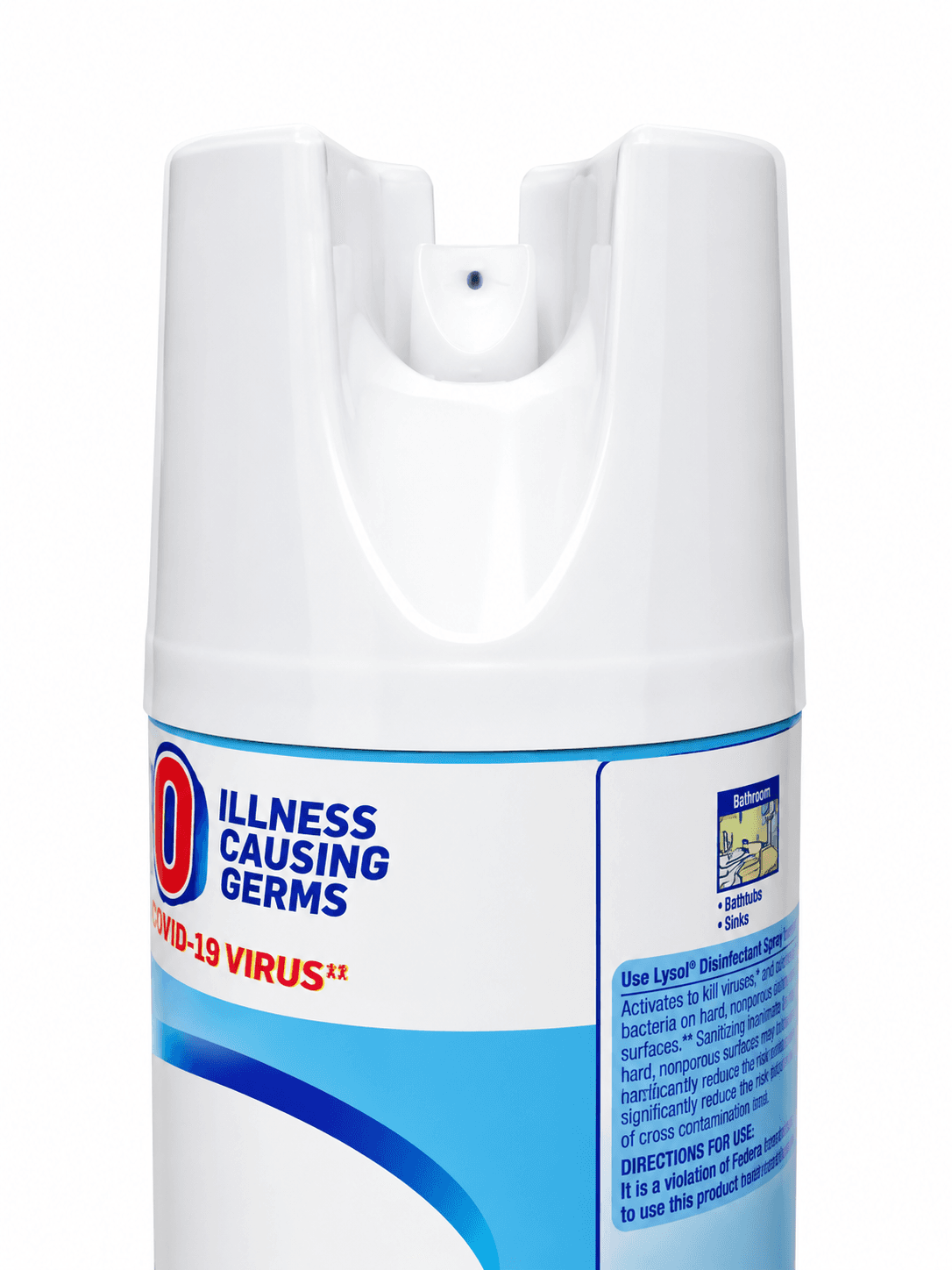 Lysol Disinfectant Spray 19 oz showing back of spray cap.