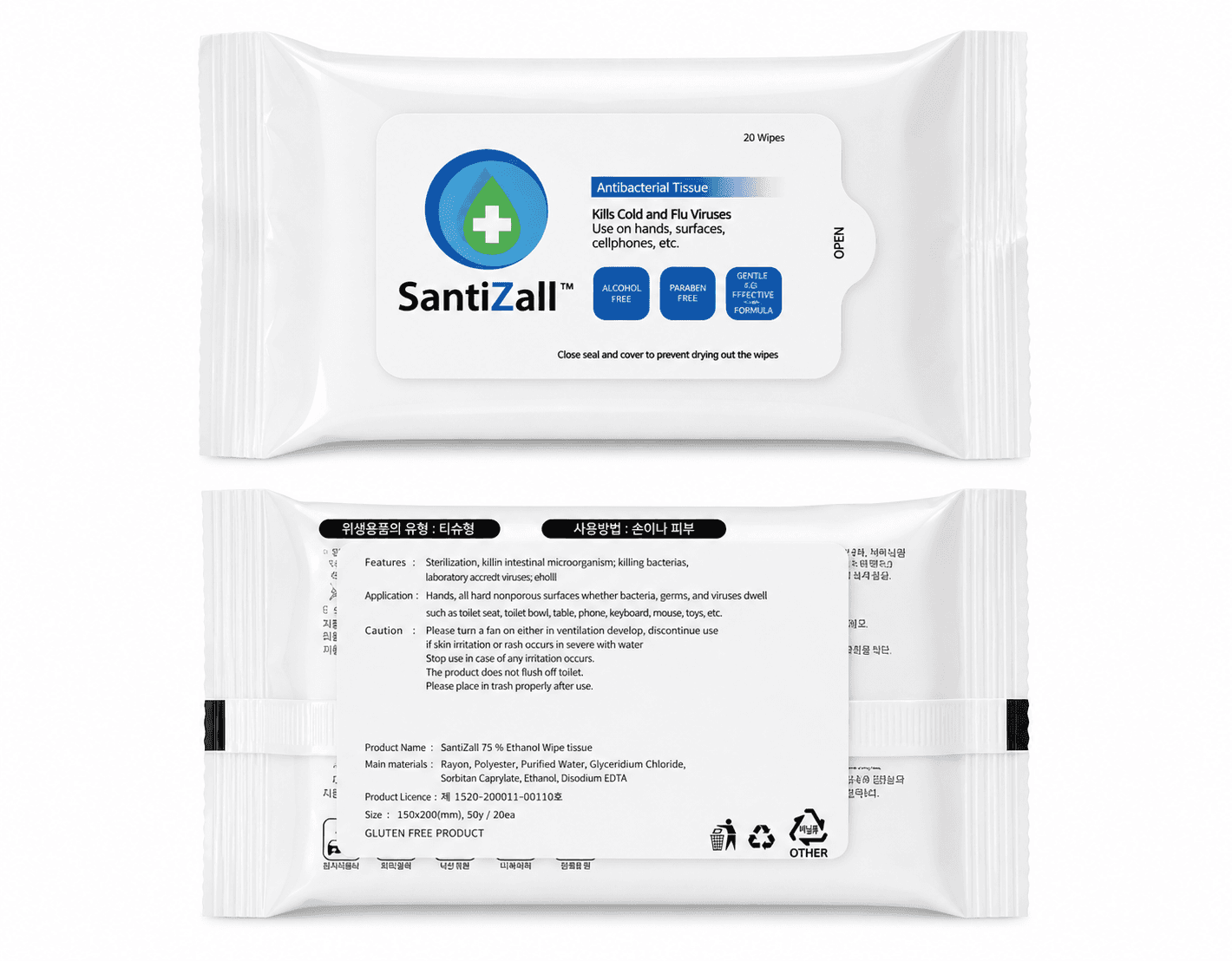 2 20-Packs Disinfectant Wipes for for Back to Work Safety Kit.