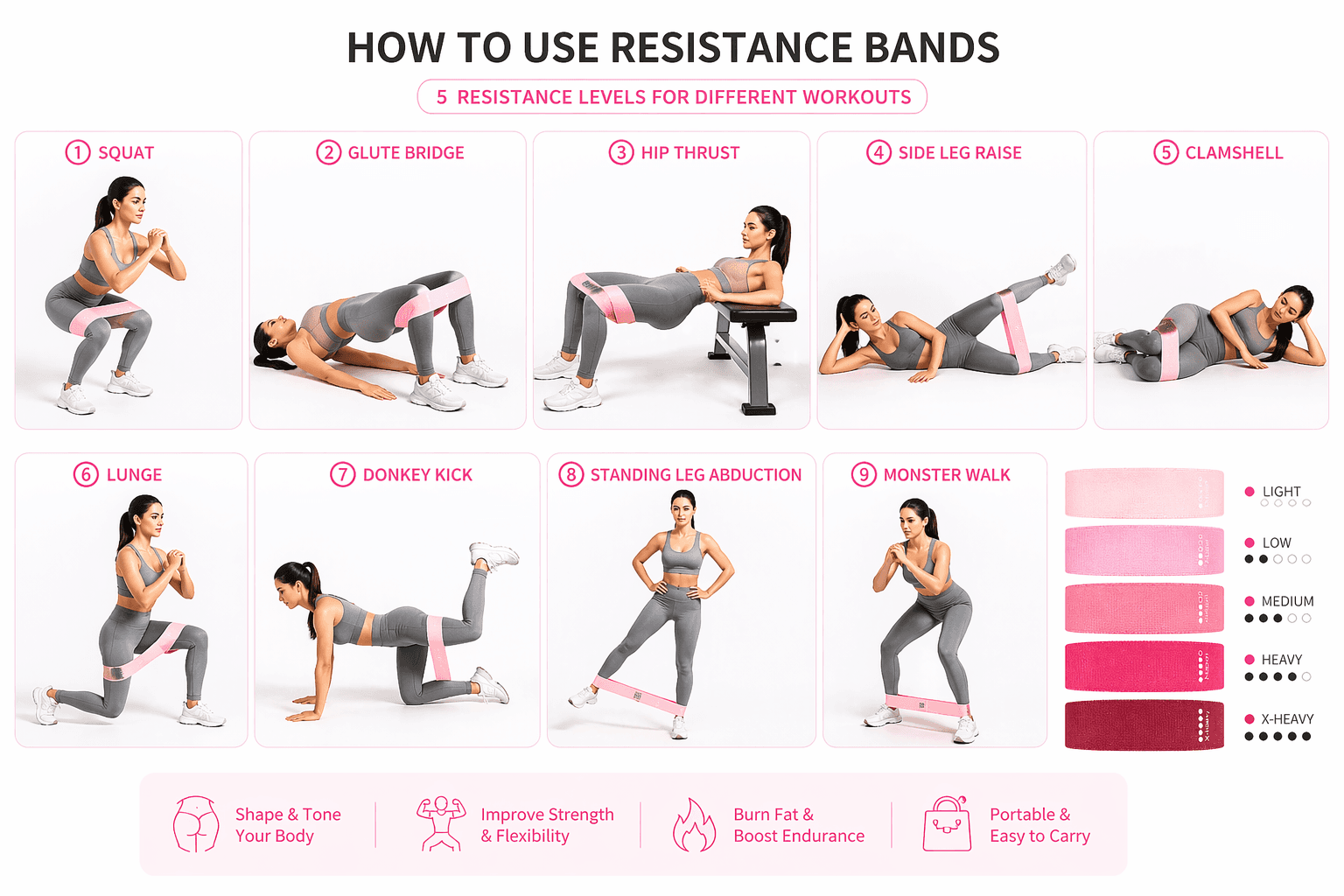 Resistance Band Set showing exercise use for strength training.