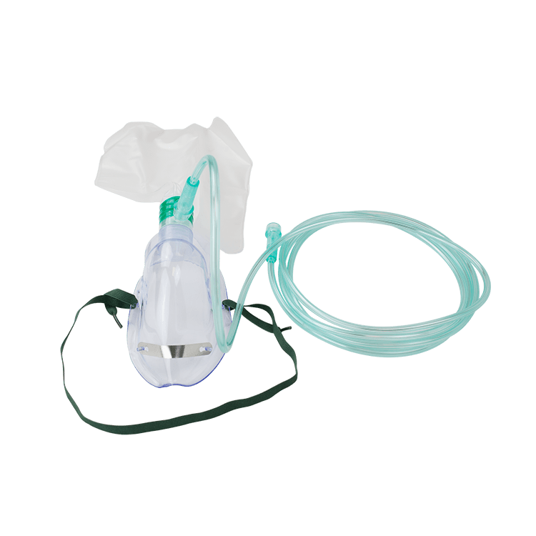 Non-Rebreather Elongated Mask with Safety Vent front view with tube.