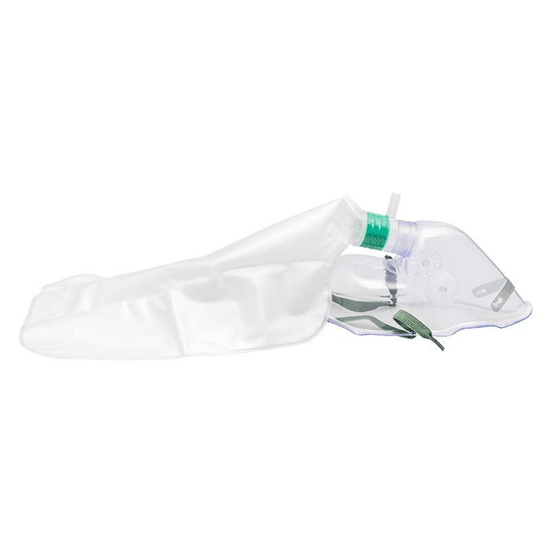3-in-1 elongated oxygen mask with 7 foot tubing and reservoir out of package.