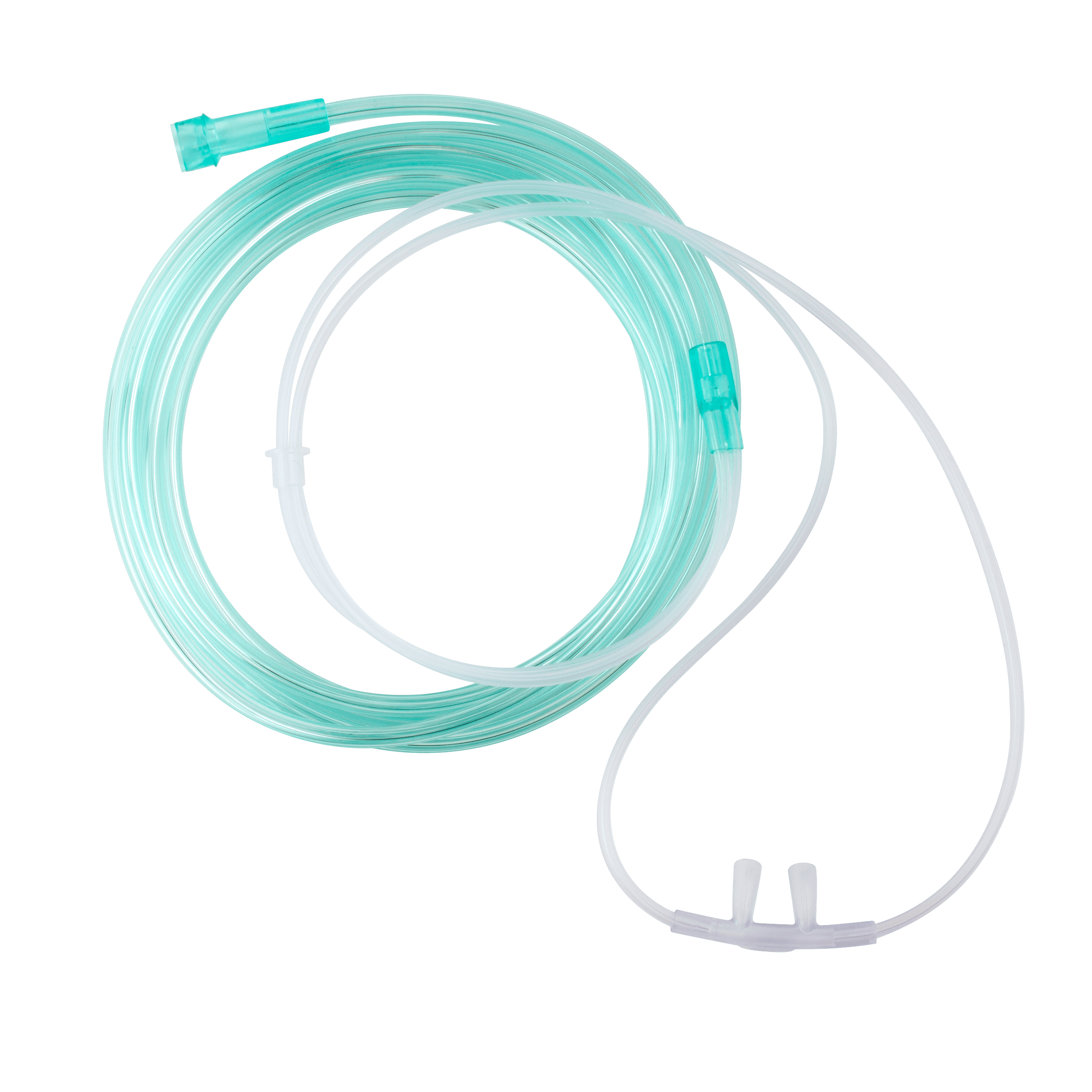 Nasal Oxygen Cannula close-up showing flared tip and tubing.