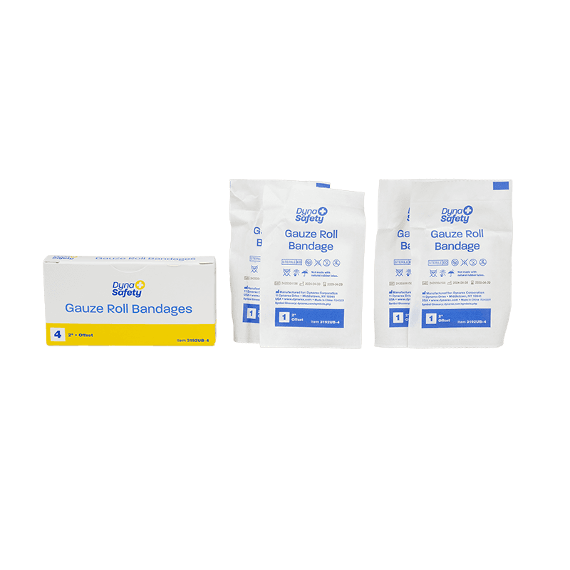Gauze Roll Bandage 2" Offset with box and package.
