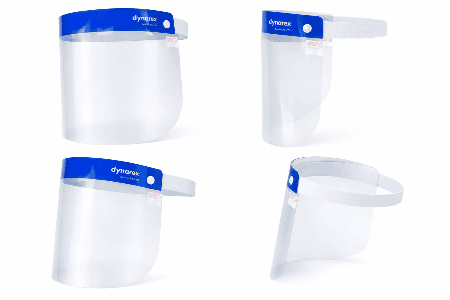 Full Length Face Shield Blue showing all angles.