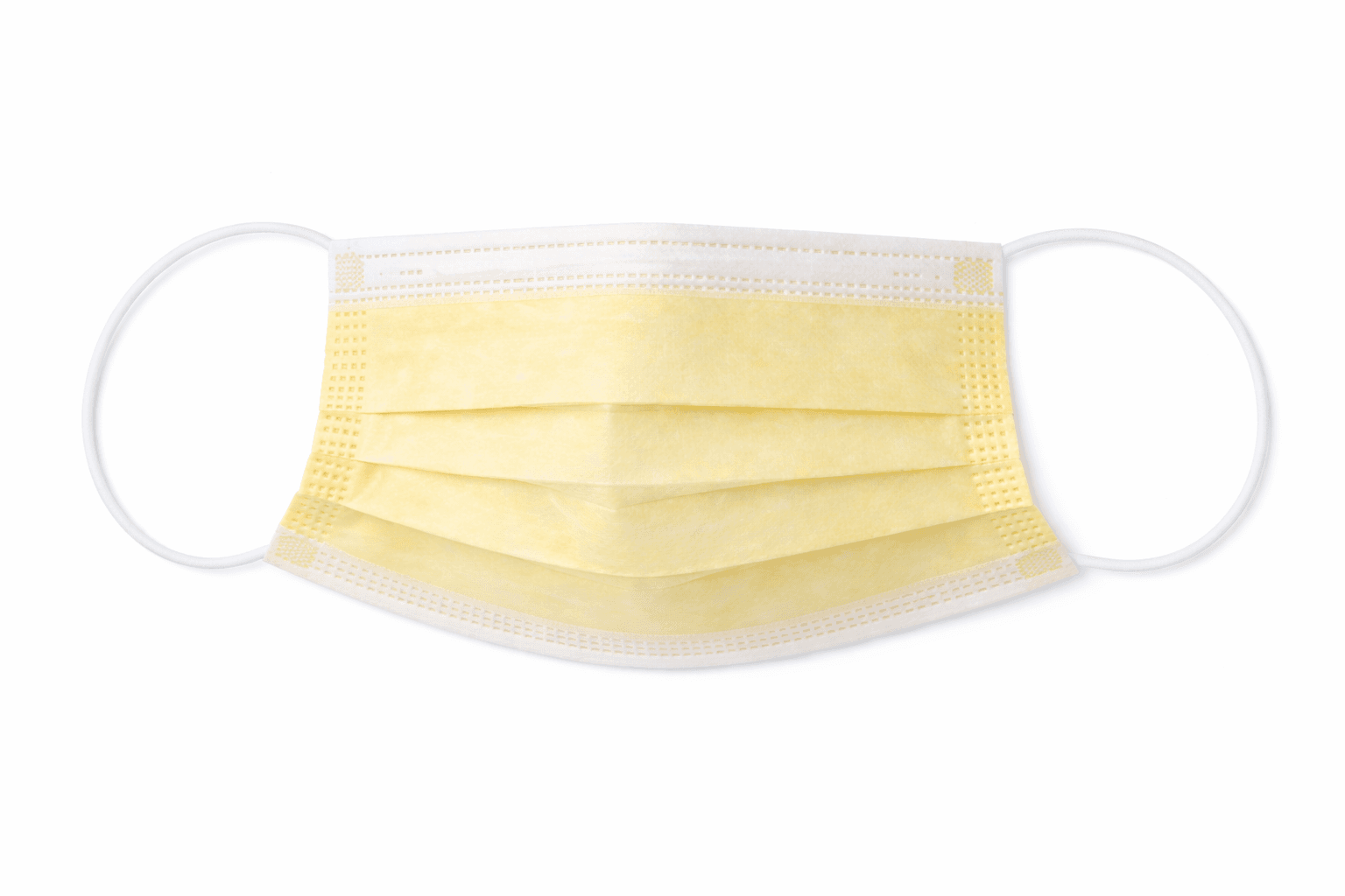 Isolation Mask with Ear Loop Yellow front view.