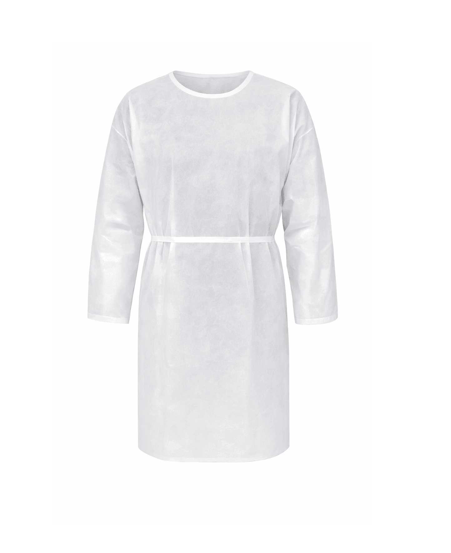 Isolation Gown Poly - Coated Barrier White front view.