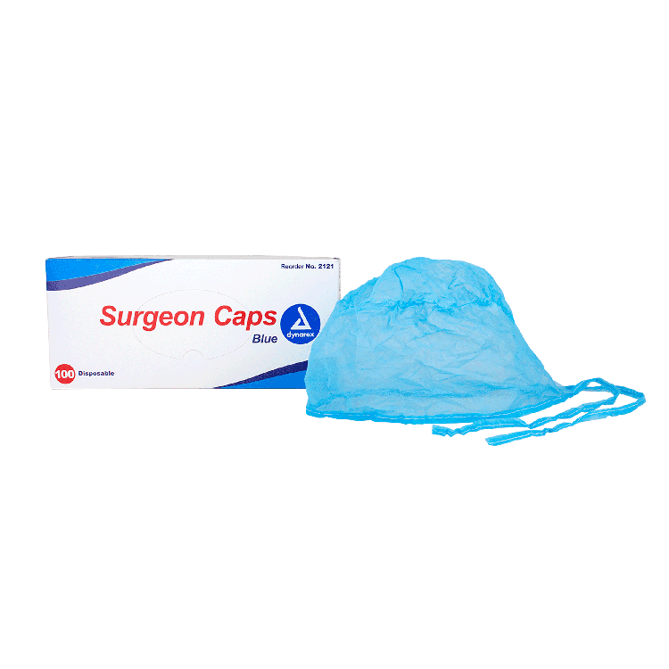 Surgeon Cap Blue box front view and cap side view.