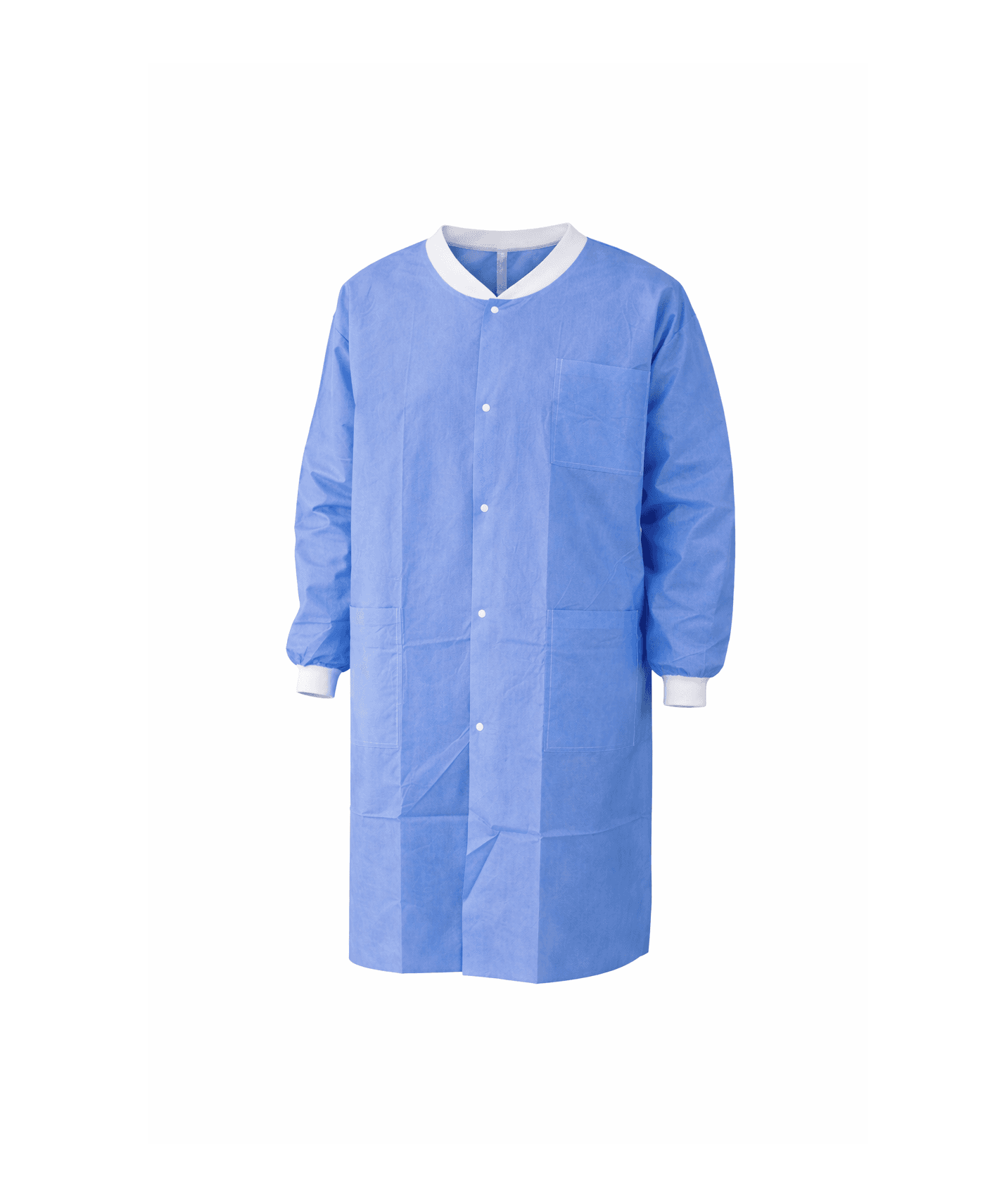 Lab Coat with Pockets, Blue front view.