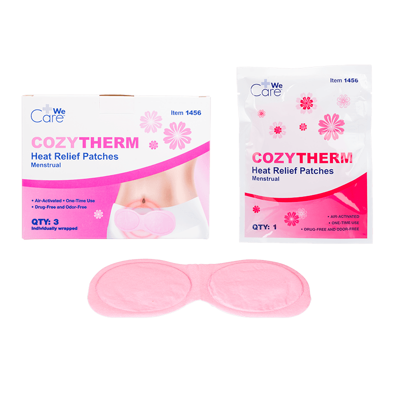 CozyTherm Heating Relief Patch Menstrual with box and patch.