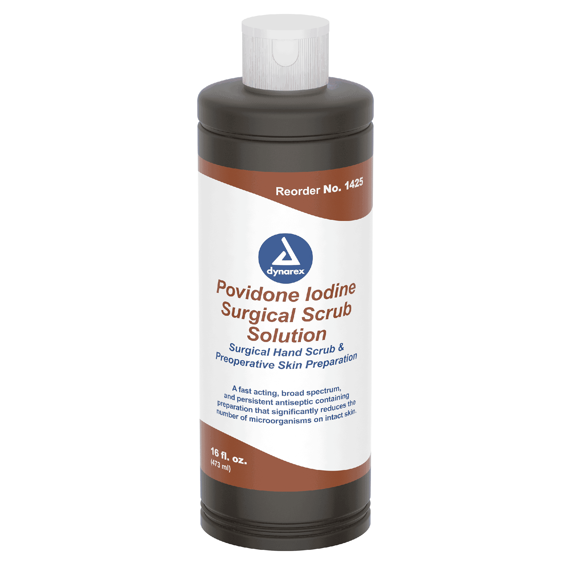 Povidone Iodine Scrub Solution 16 oz bottle front view.