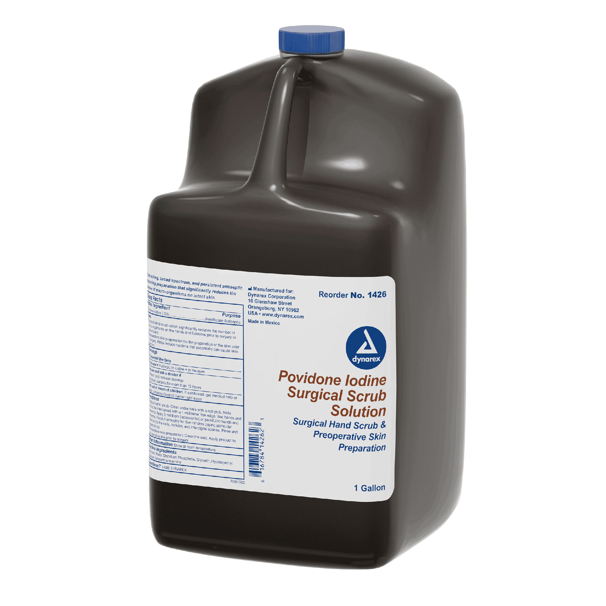 Povidone Iodine Scrub Solution 1 gallon bottle front view.