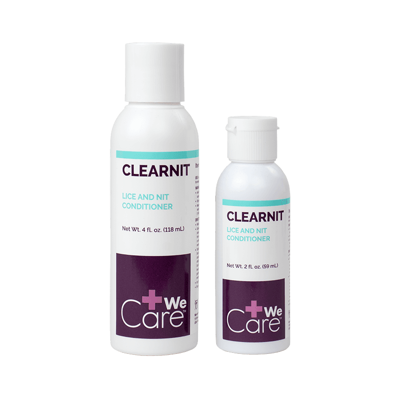 Clear Nit Lice and Nit Conditioner 2 Fl oz and 4 Fl oz bottles front view.