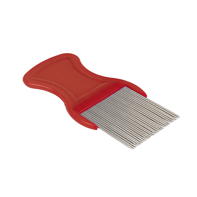 ClearNit Metal Lice and Nit Removal Comb with Handle lying flat front view.