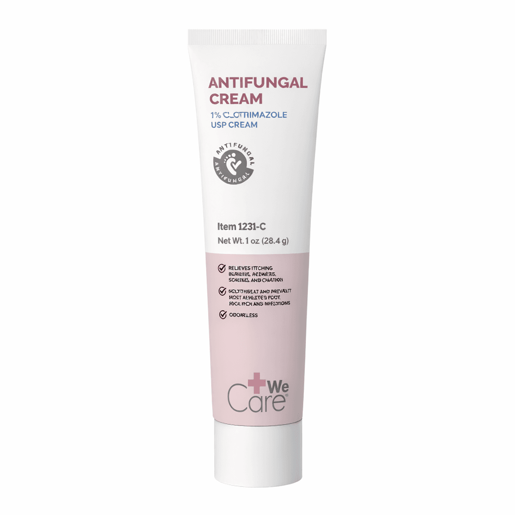 Antifungal 1% Clotrimazole USP 1 oz Cream front view.