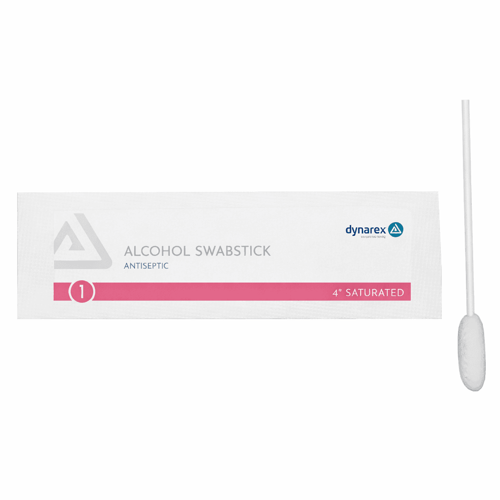 Alcohol Swab sticks 4" single pack front view.