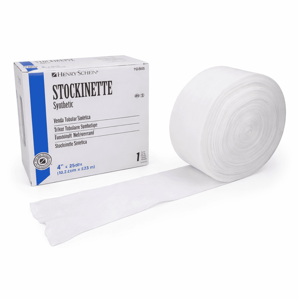 Compression Stockinette White 4"x25yd with box front and side view.