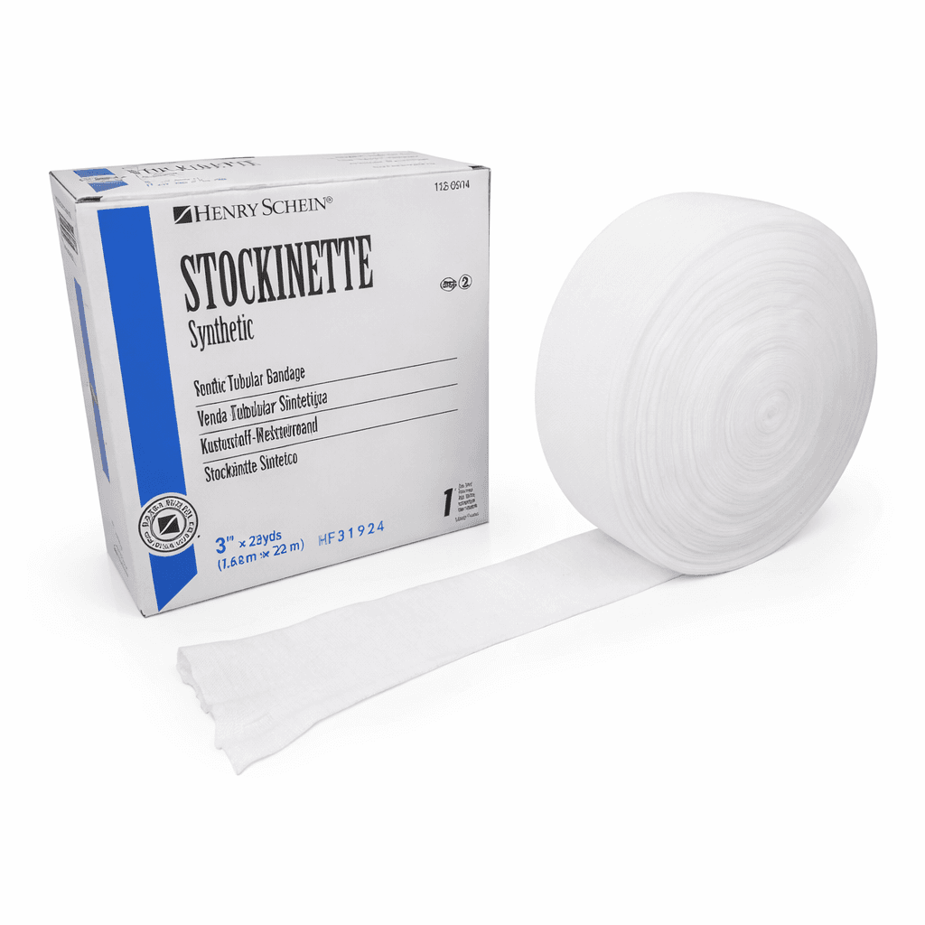 Compression Stockinette White 3"x25yrds with box side and front view.
