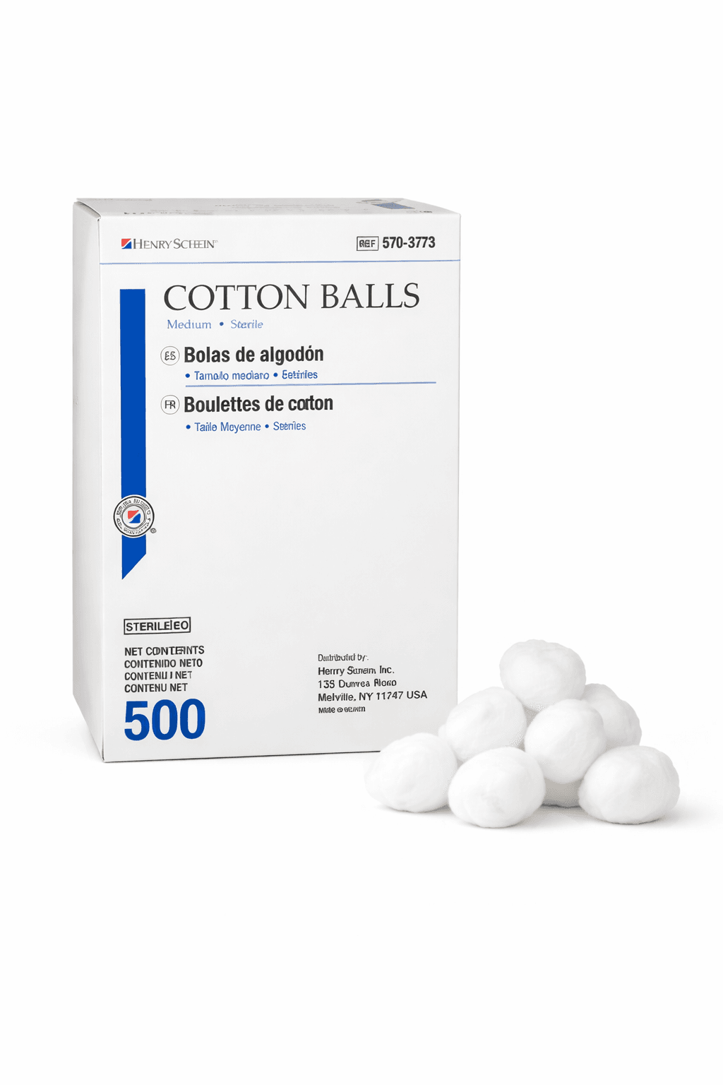 Sterile Cotton Balls Medium with box front view.
