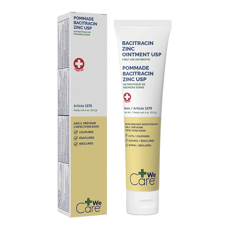 Bacitracin Zinc Ointment 4 oz tube with box front view.