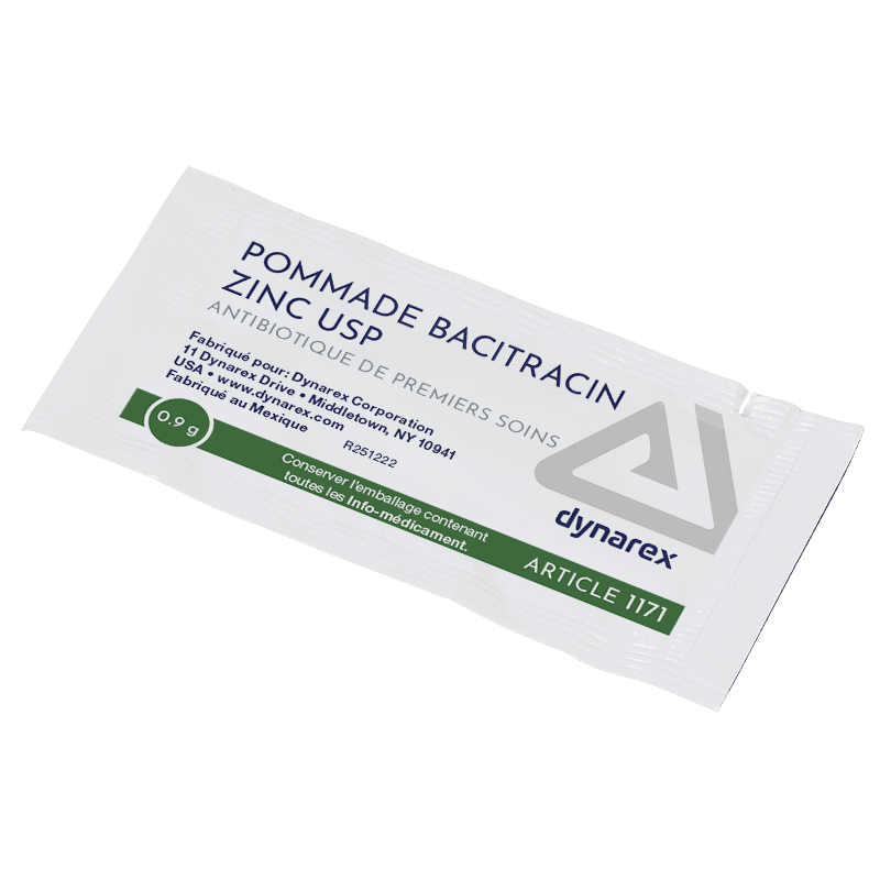 Bacitracin Zinc Ointment 0.9-gram foil packet front view.