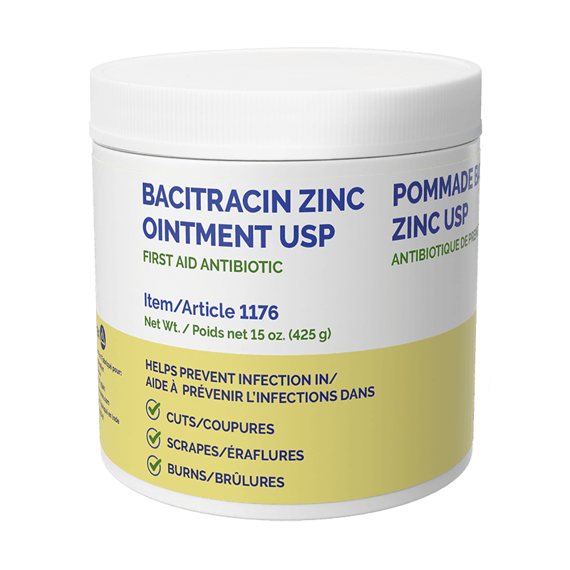 Bacitracin Zinc Ointment 15oz jar front view.