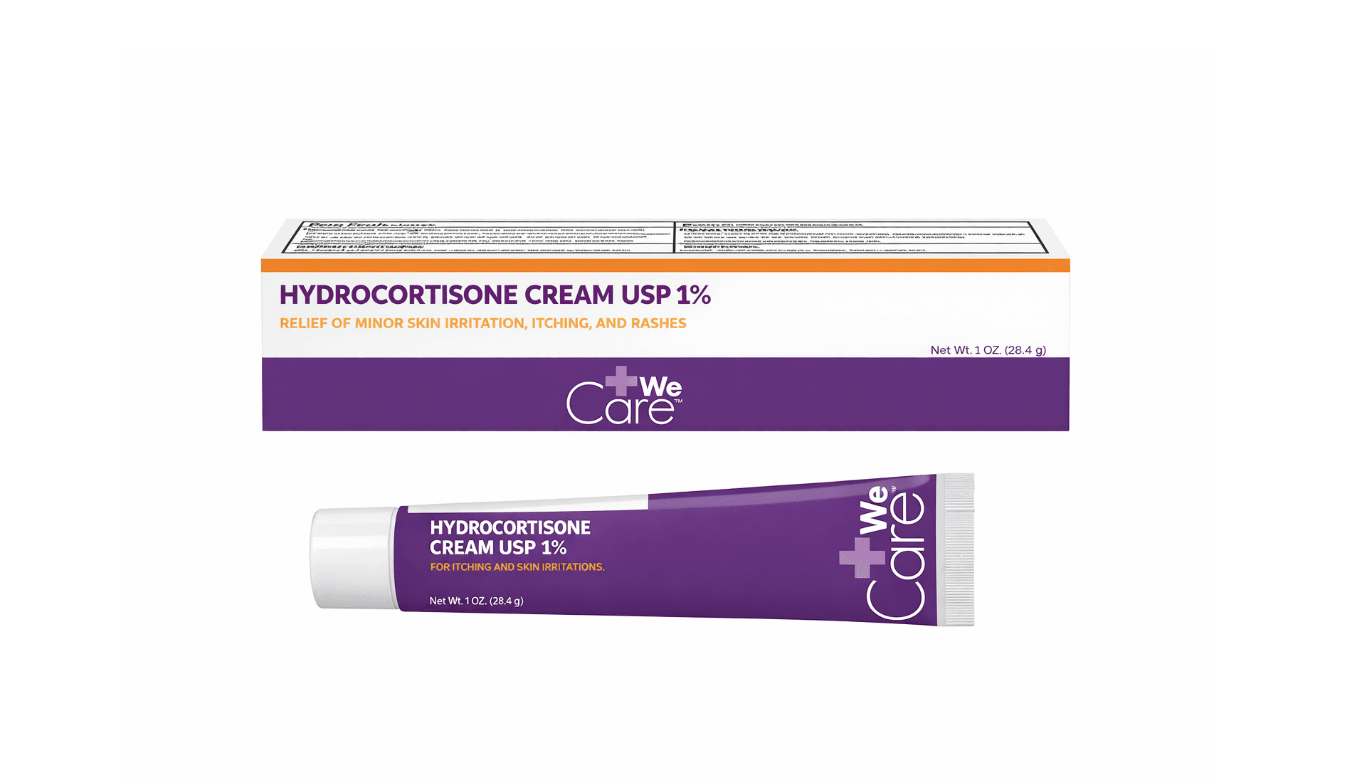 Hydrocortisone Cream 1oz tube with box front view.