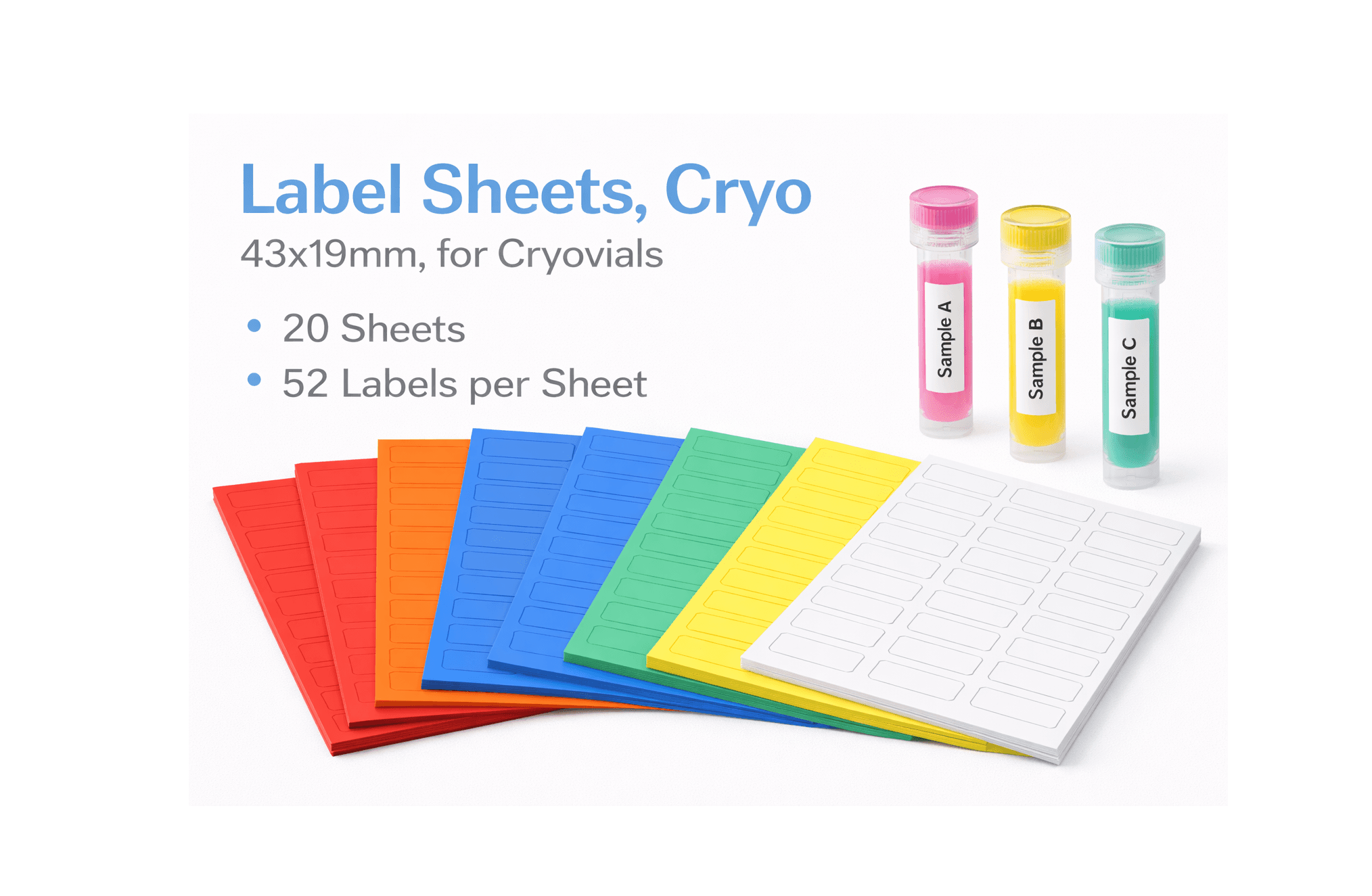 Label Sheets, Cryo, 43x19mm, for Cryovials, photo 1