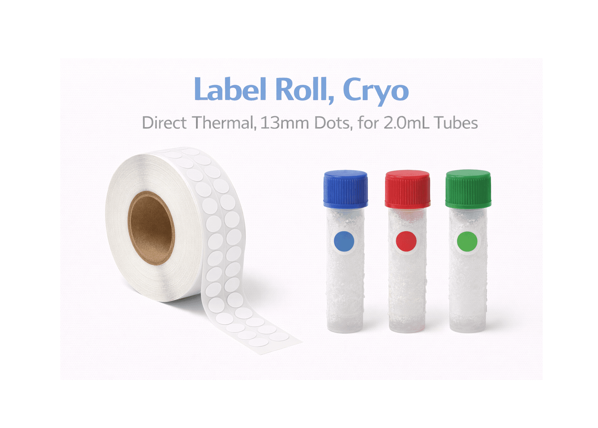 Label Roll, Cryo, Direct Thermal, 13mm Dots, for 2.0mL Tube, photo 1