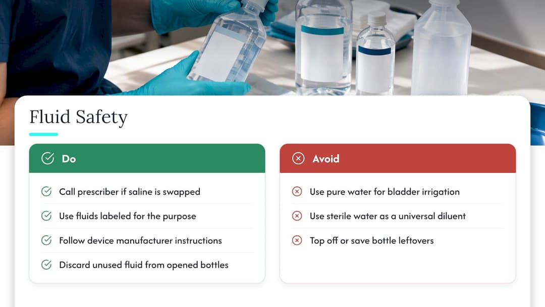 Where sterile water is the wrong choice — overview diagram