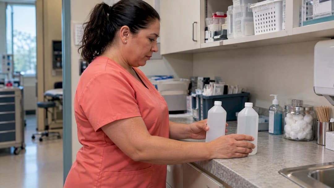 Two isopropyl alcohol bottles compared on counter