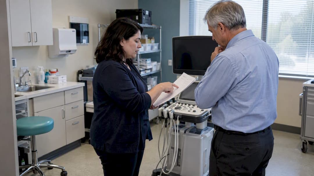 Practice owner reviewing medical equipment financing