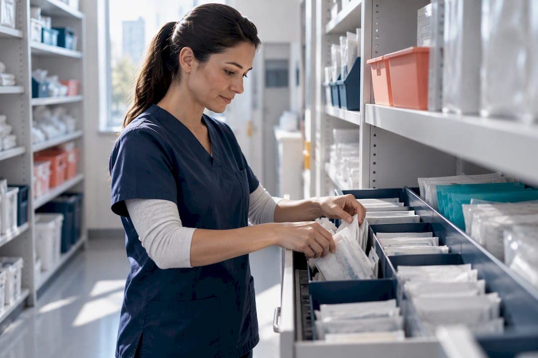 Organized pediatric clinic supply storage