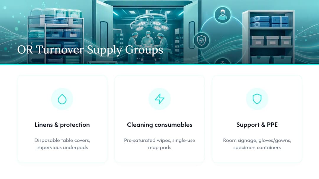 What Operating Room Turnover Supplies Include — overview diagram