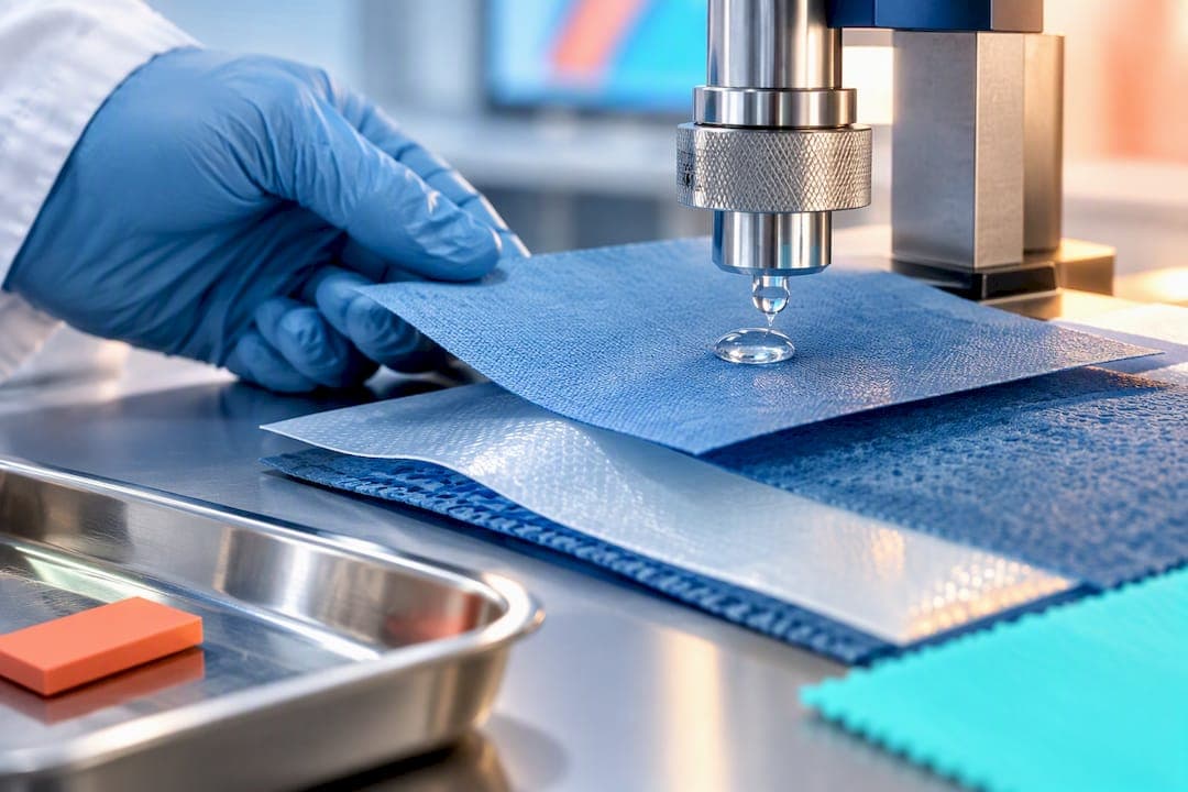 Surgical drape materials undergoing barrier testing