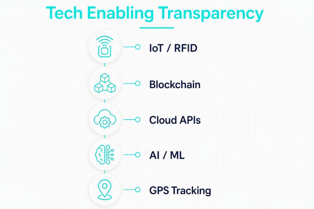 Infographic showing technologies enabling supply chain transparency