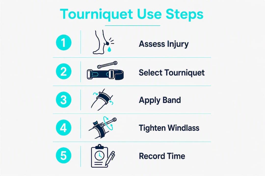 Infographic showing tourniquet application steps