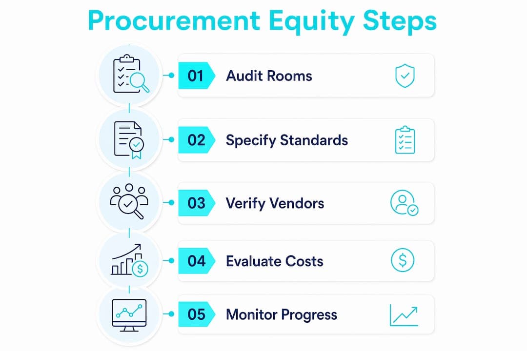 Infographic outlining procurement equity steps