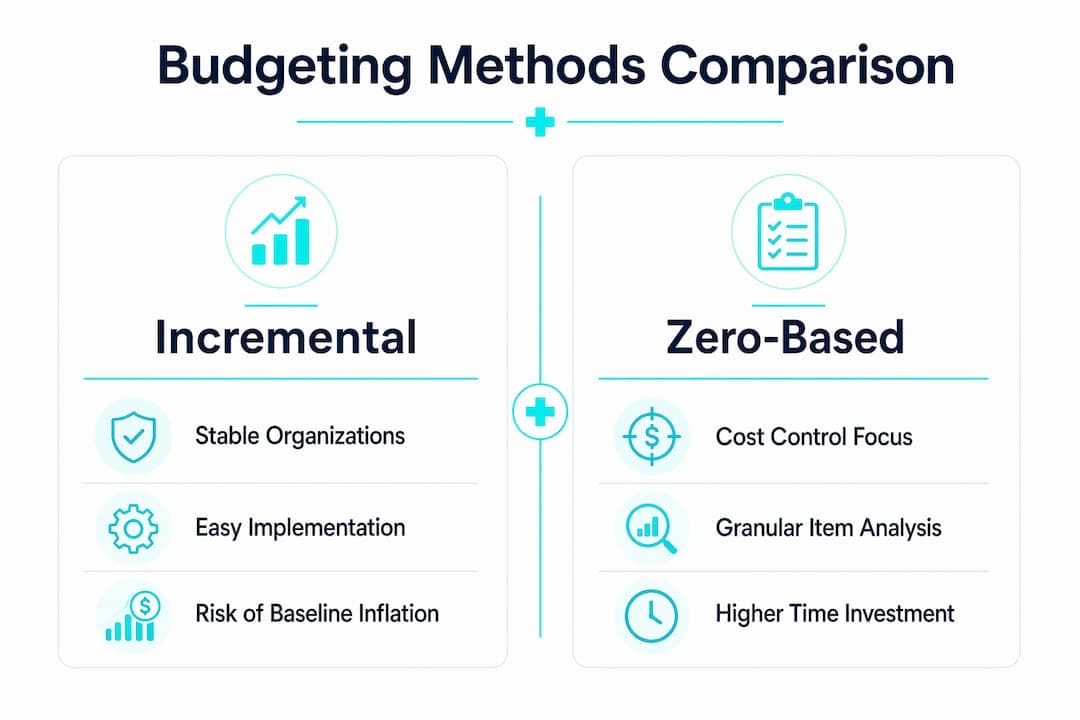 Infographic comparing incremental and zero-based budgeting methods