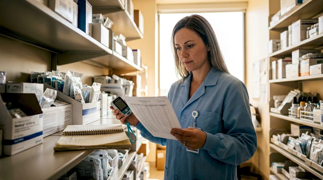 Healthcare worker reviewing cold chain temperature records