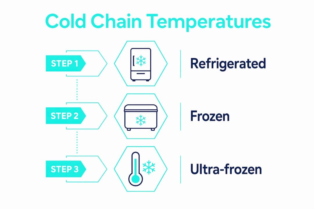 Infographic detailing cold chain temperature categories