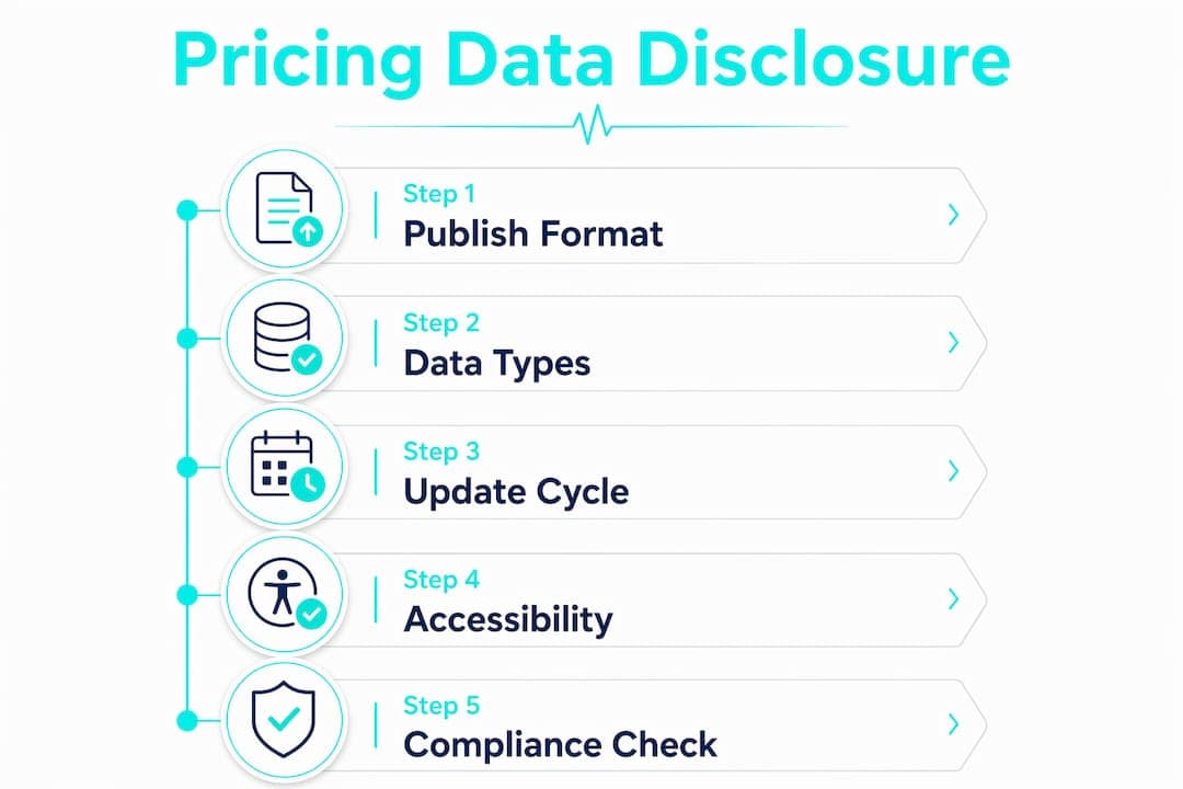 Infographic outlining steps for hospital pricing data compliance