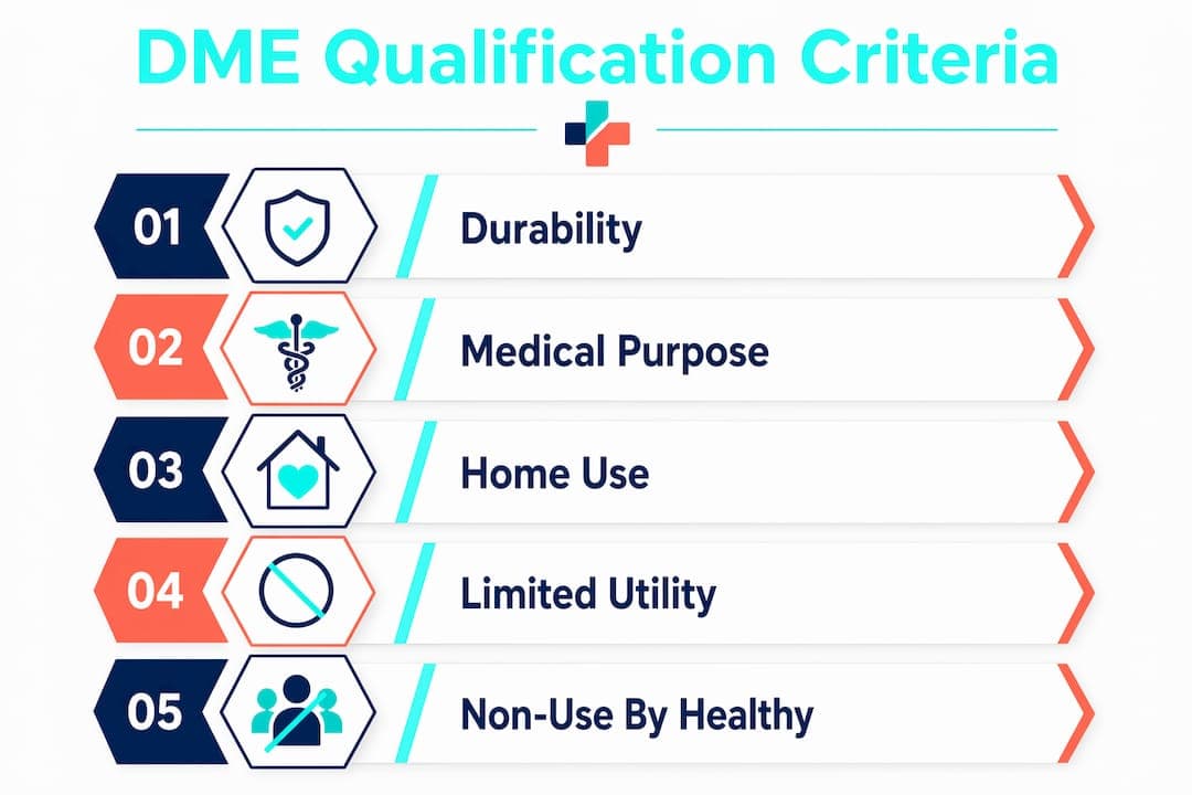 Infographic showing DME qualification criteria steps