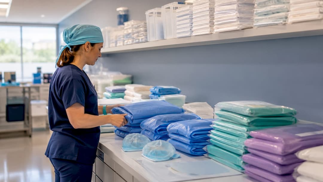 Sterile barrier surgical consumables on prep table