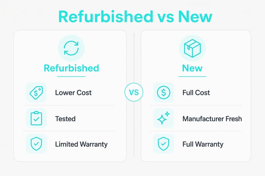 Infographic comparing refurbished and new medical equipment