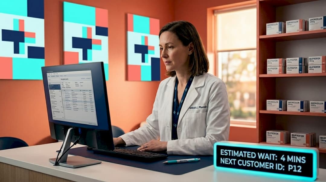 Pharmacist verifying online prescription details