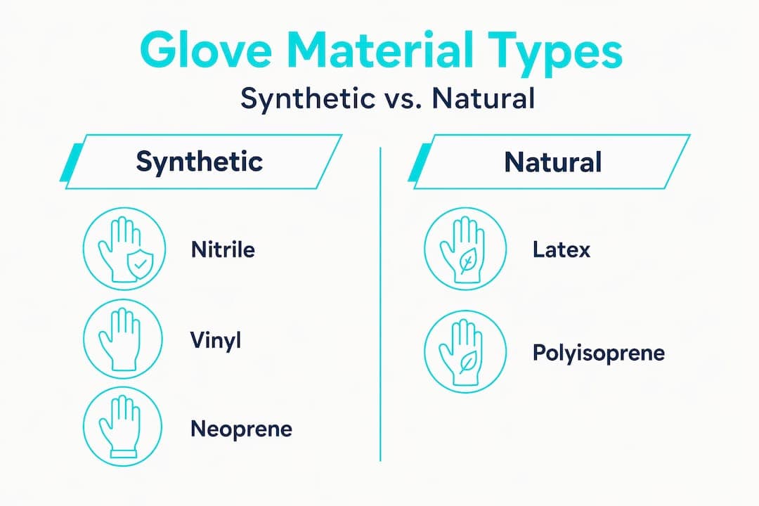Infographic comparing synthetic and natural glove types