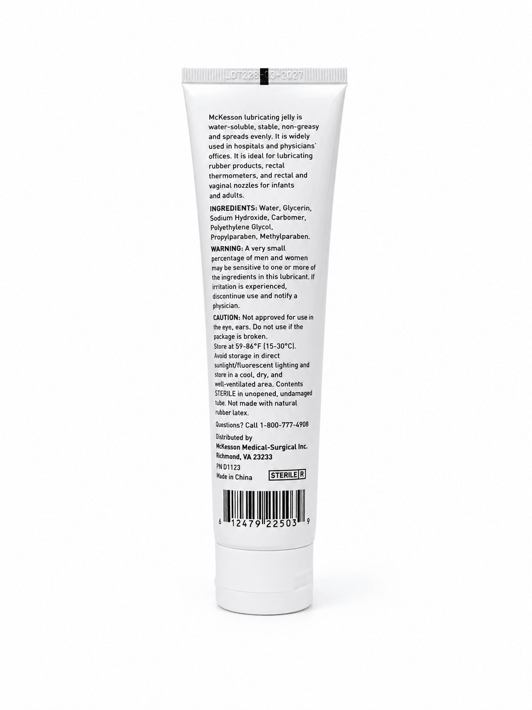 Lubricating Jelly 4oz tube back view.