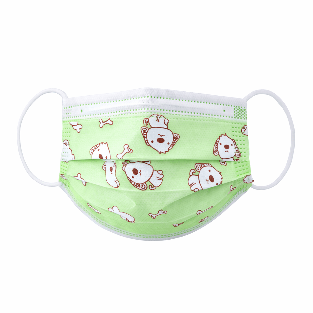 Child Face Mask Dog Print front view.