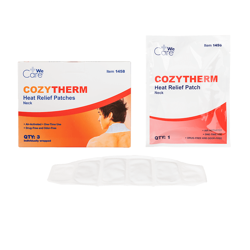 CozyTherm Heating Relief Patch Neck with box and wrap.