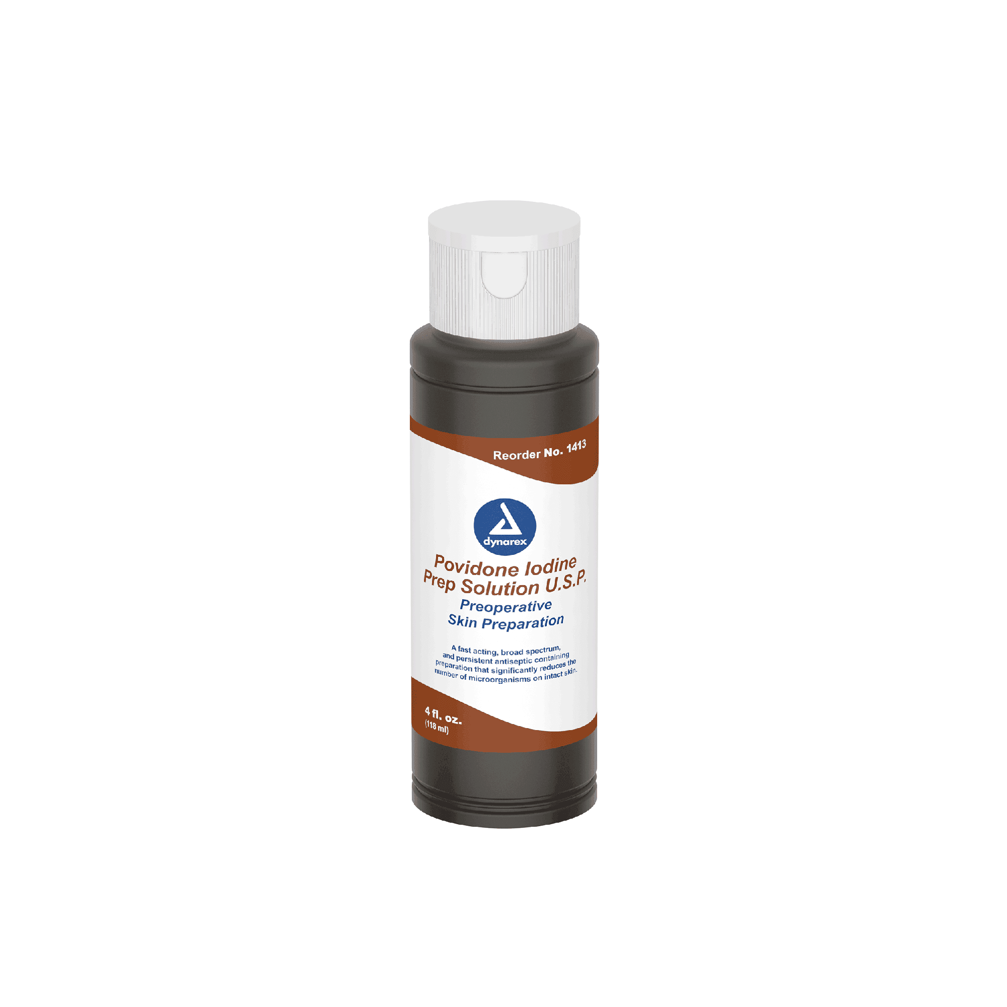 Povidone Iodine Prep Solution 4 Fl oz bottle front view.